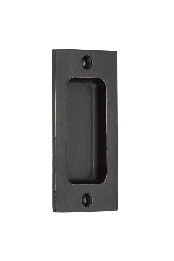 Rustic Rectangular Flush Solid Recess Door Pull in Dark Bronze - Industry Hardware