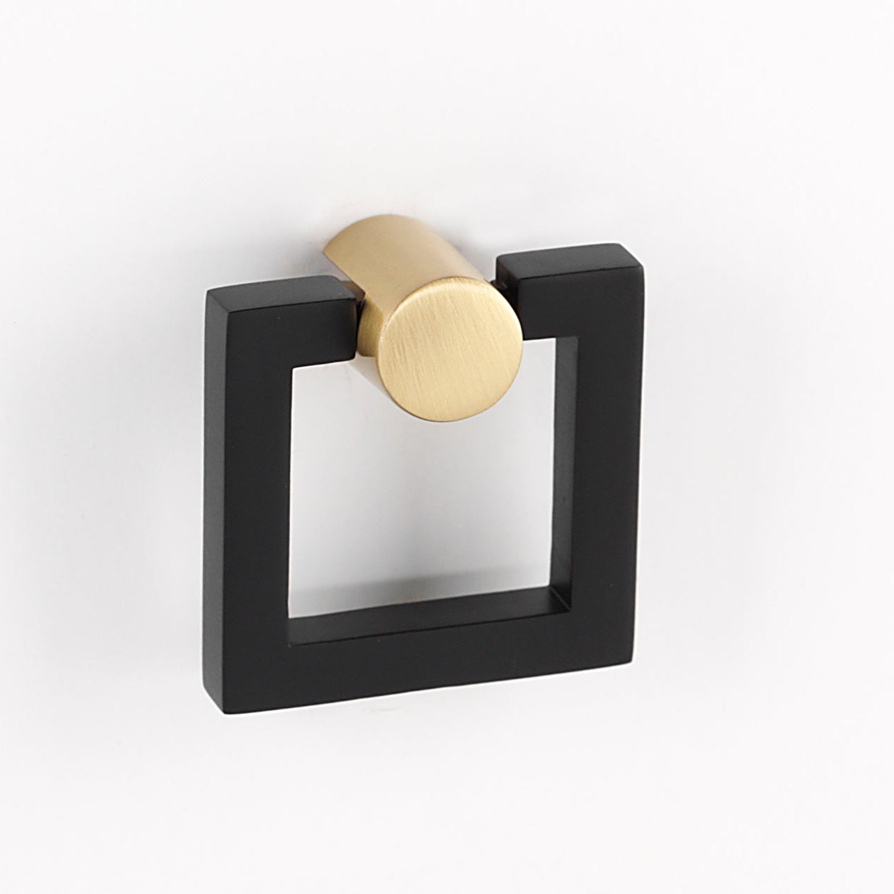 Brass and Black "Maya" Square Ring Pull Cabinet Knob - Industry Hardware