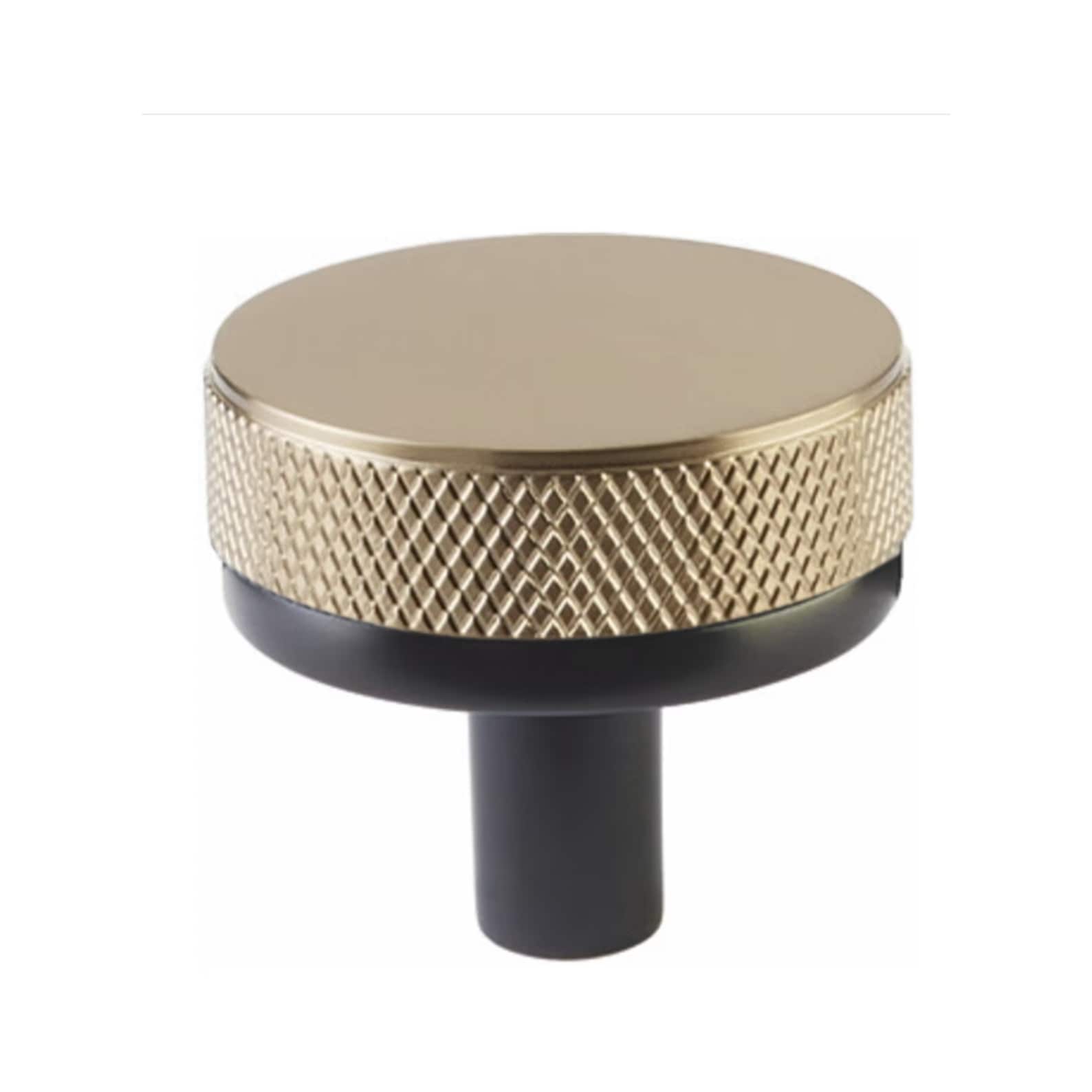Knurled "Converse" Black and Champagne Bronze Dual-Finish Knobs and Pulls - Industry Hardware