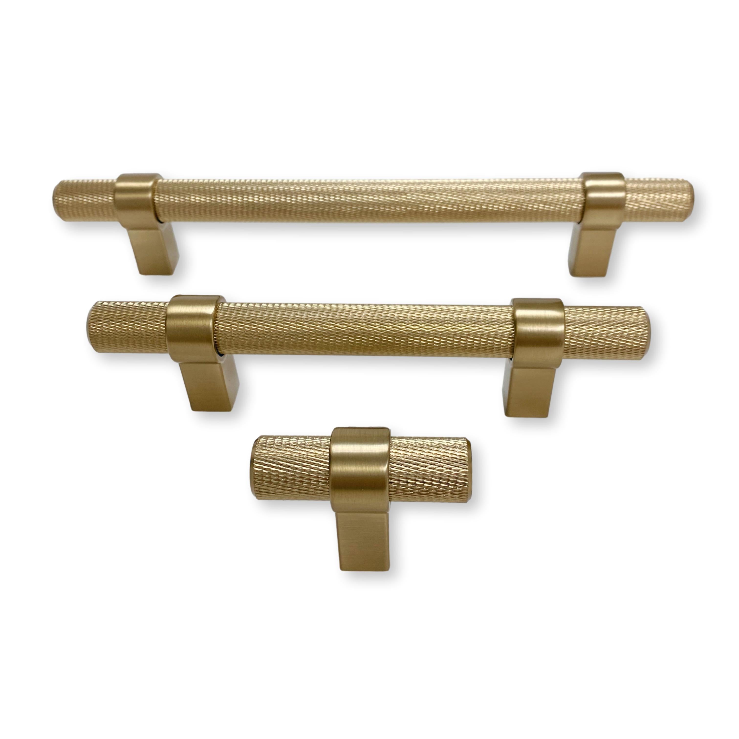 Knurled "Prelude" Champagne Bronze Cabinet Knobs and Drawer Pulls - Industry Hardware