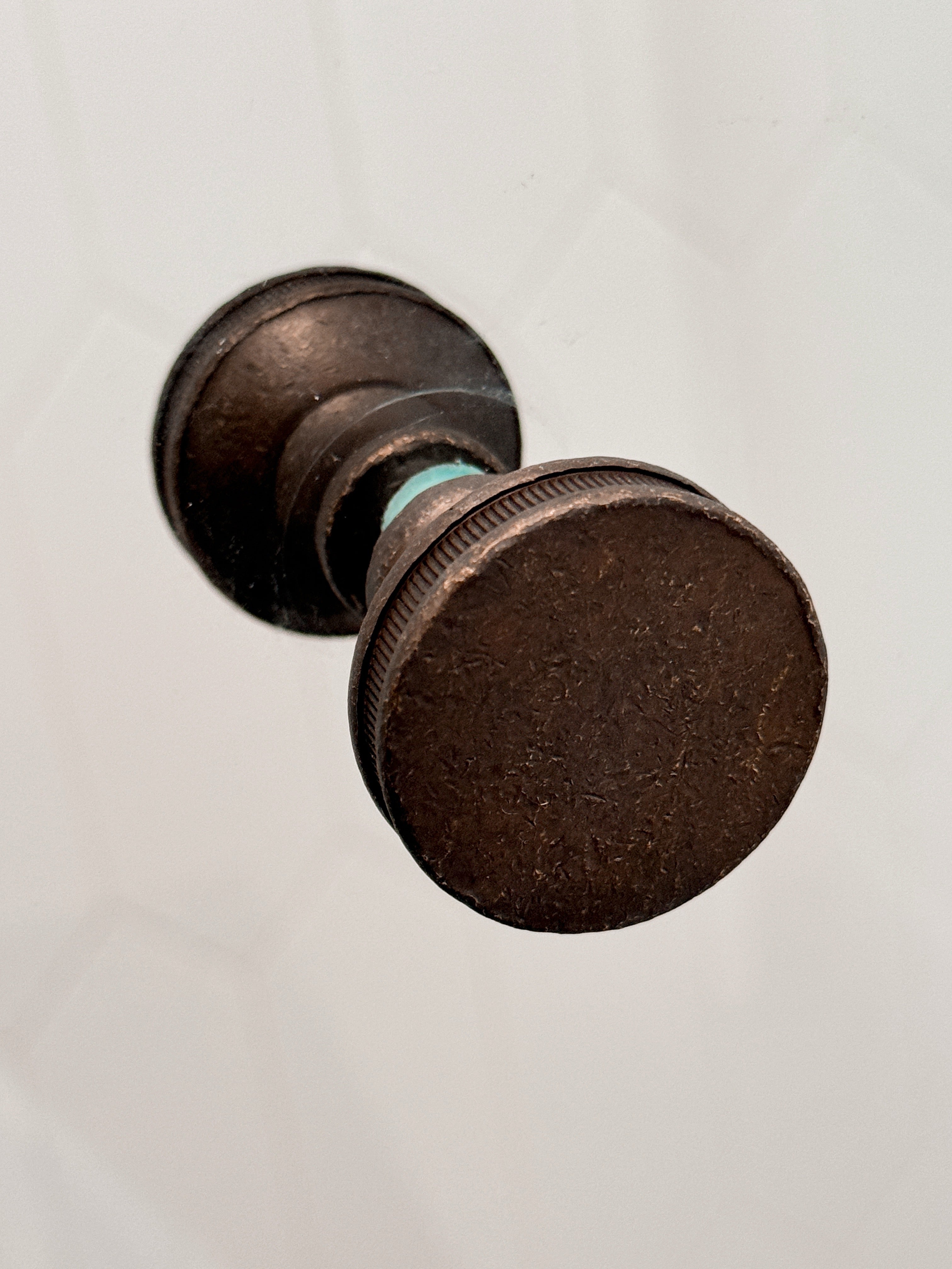 Round Distressed Bronze "Reeded" Round Glass Shower Knob - Industry Hardware