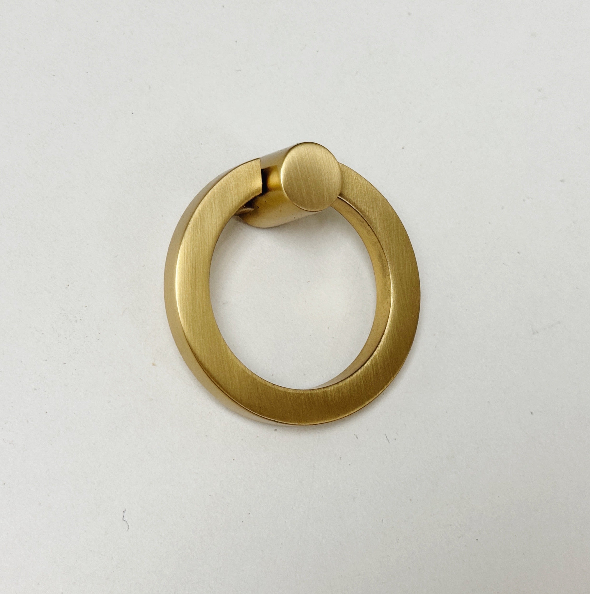 Satin Brass "Maya" Round Ring Pull Cabinet Knob - Industry Hardware