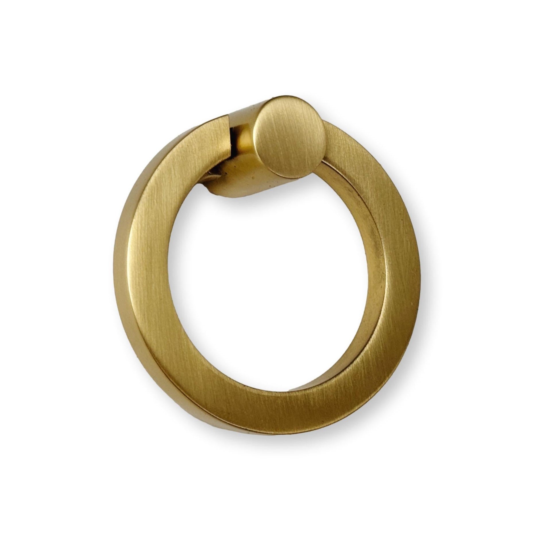 Satin Brass "Maya" Round Ring Pull Cabinet Knob - Industry Hardware