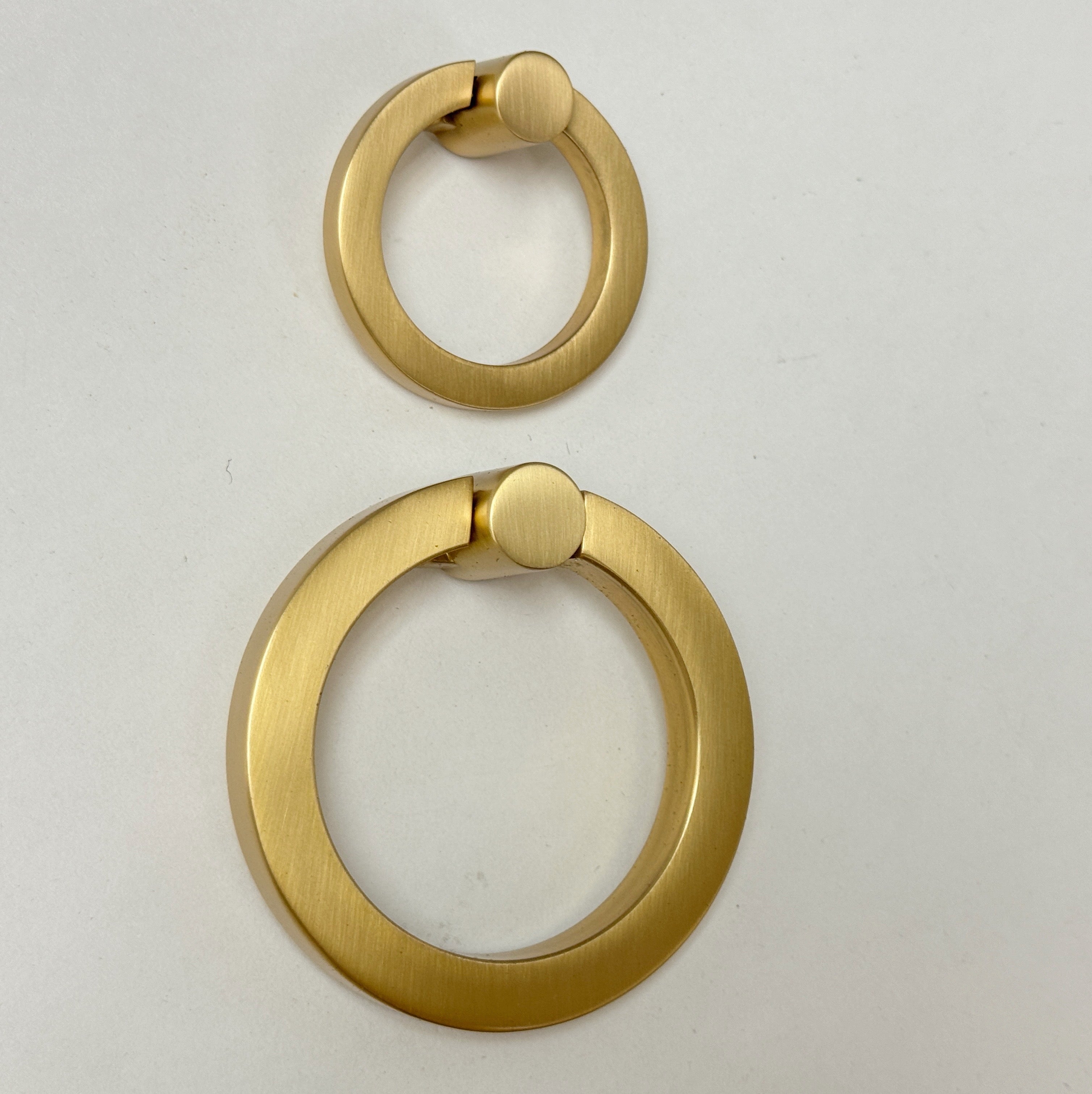 Satin Brass "Maya" Round Ring Pull Cabinet Knob - Industry Hardware