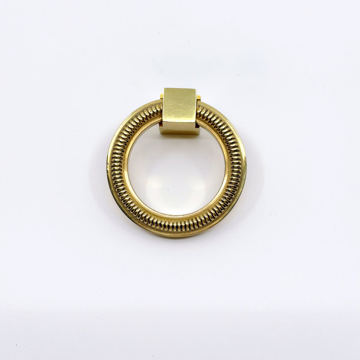 Polished Brass Reeded "Zaya" Round Ring Cabinet Pull