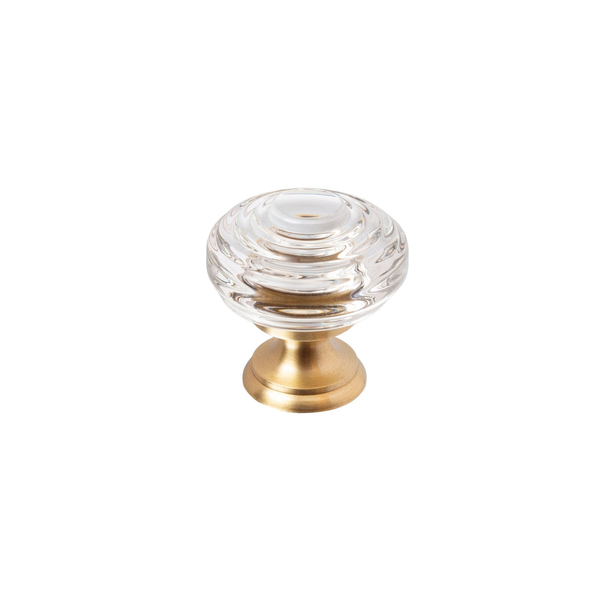 Satin Brass "Wyatt" Reeded Clear Glass Cabinet Knob