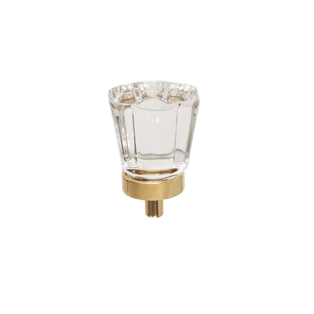 Polished Brass "Magnolia" Clear Glass Cabinet Knob