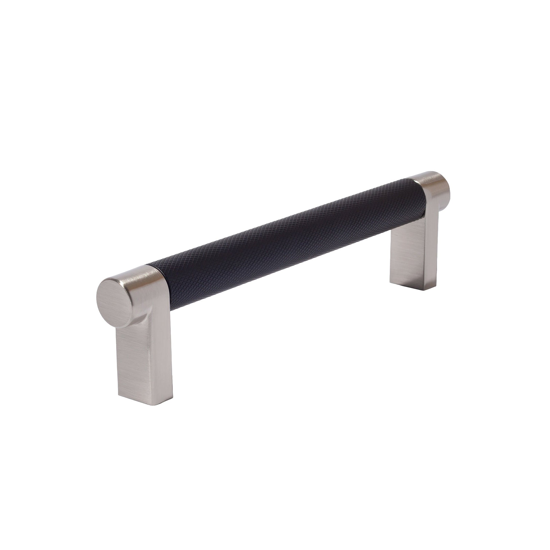 Knurled Satin Nickel and Black Cabinet Knobs and Drawer Pulls