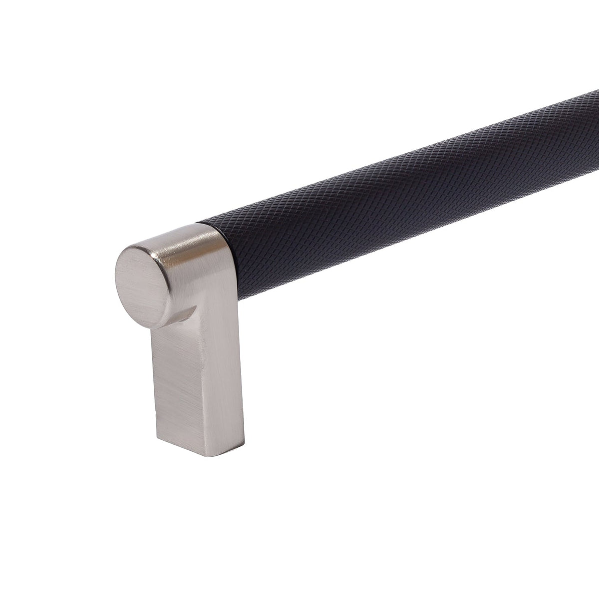 Knurled Satin Nickel and Black Cabinet Knobs and Drawer Pulls