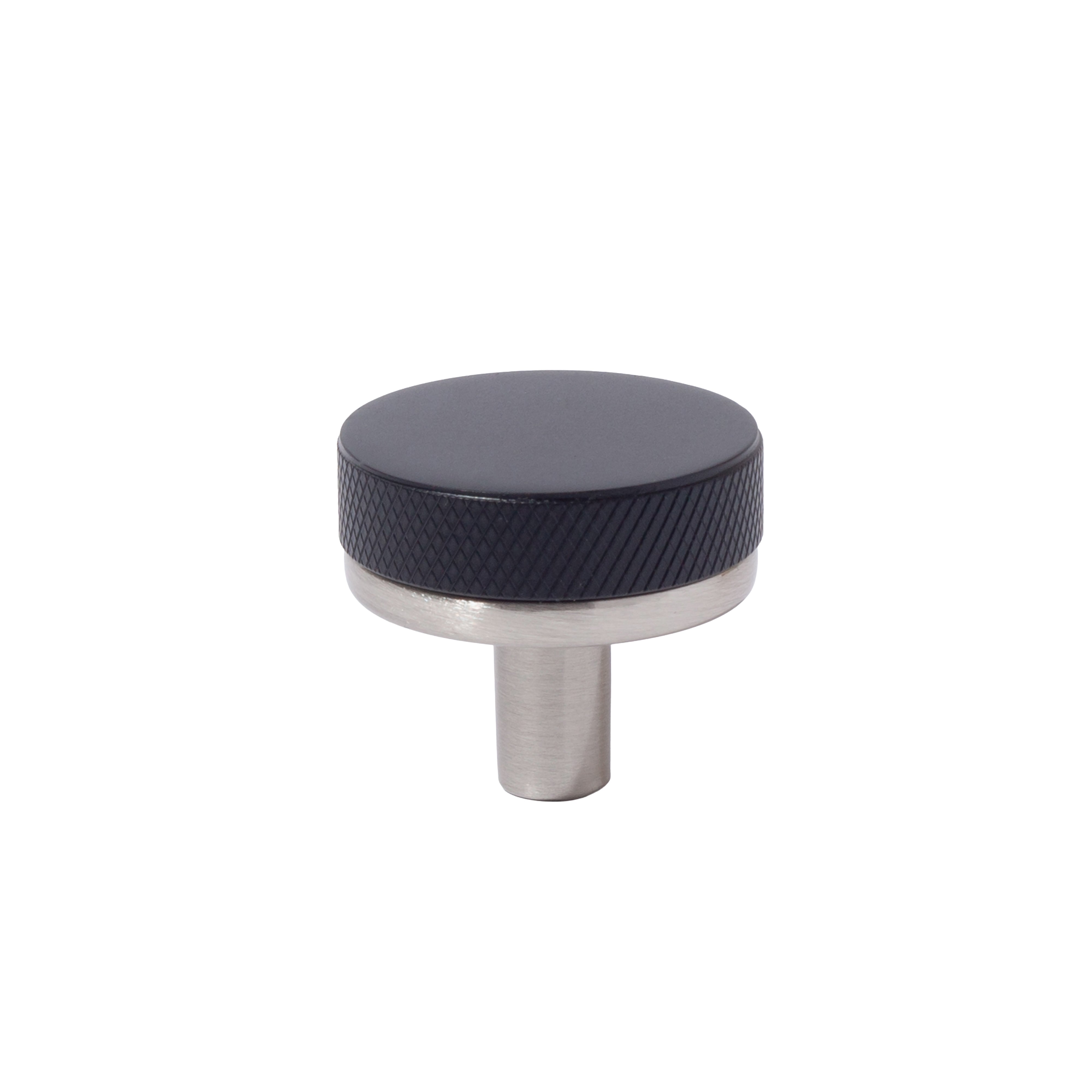 Knurled Satin Nickel and Black Cabinet Knobs and Drawer Pulls