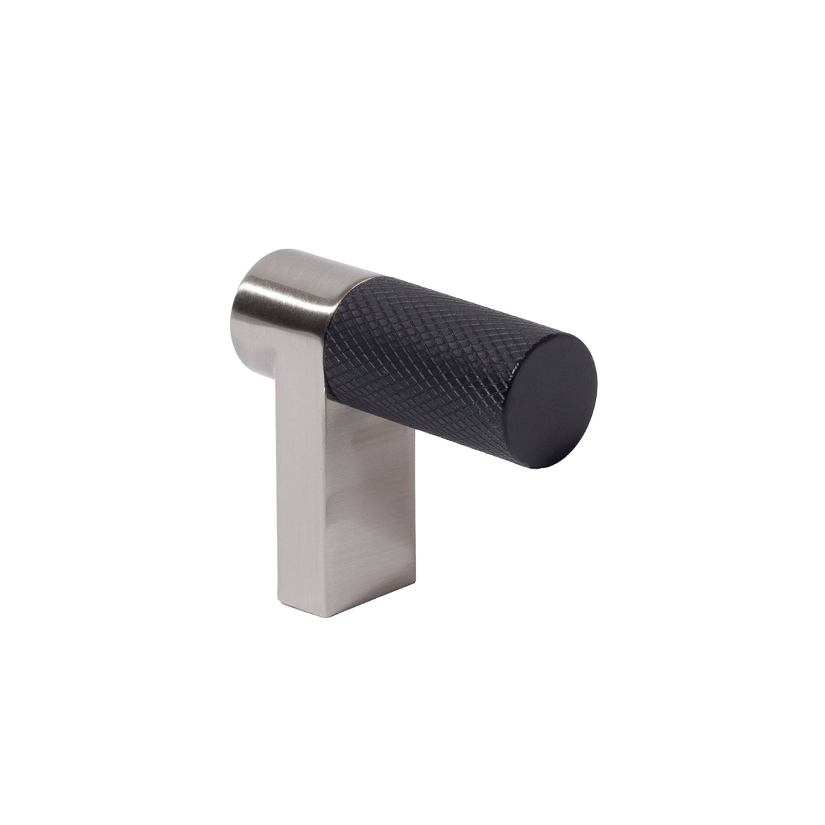 Knurled Satin Nickel and Black Cabinet Knobs and Drawer Pulls