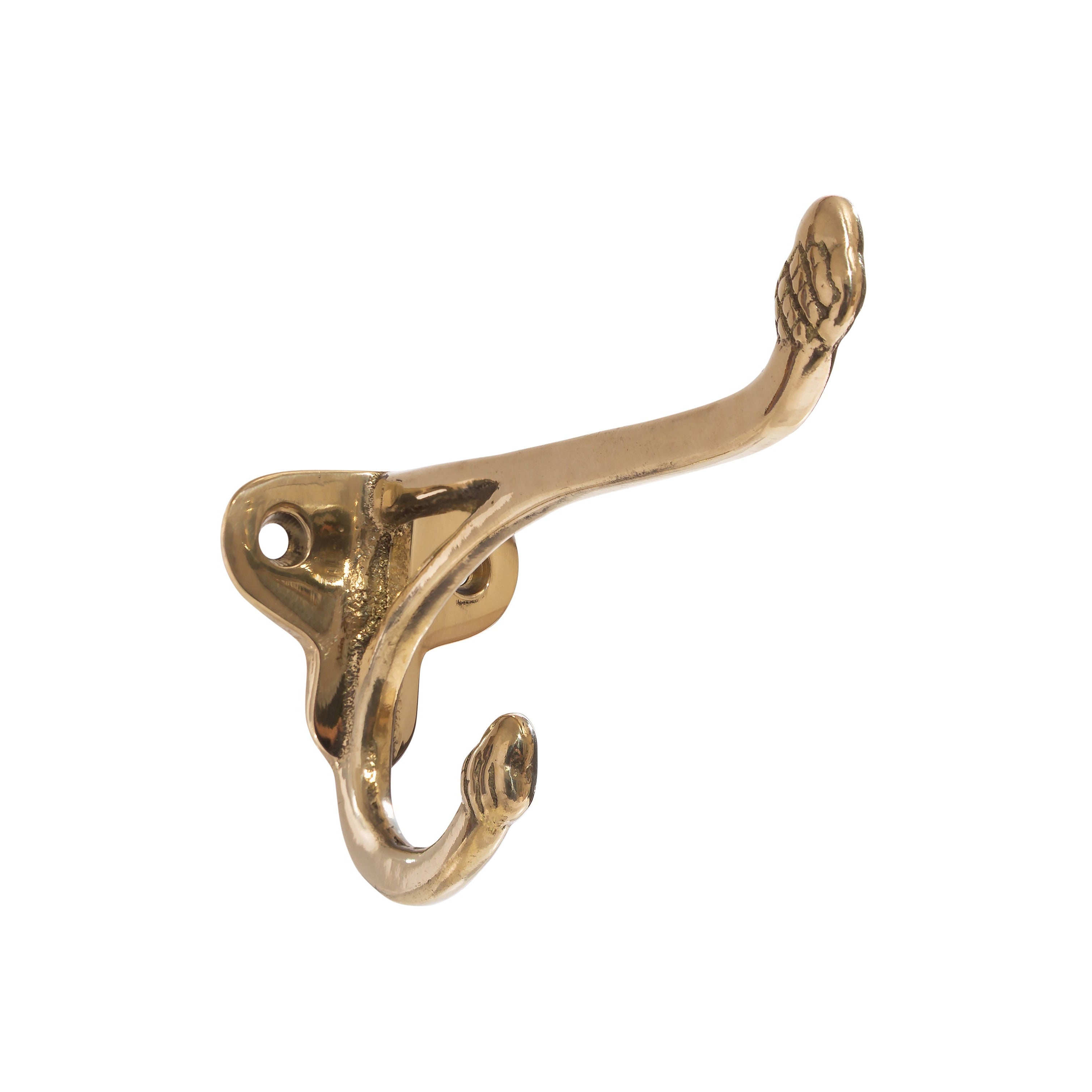 Unlacquered Brass "Acorn" Wall Coat and Hat Hook