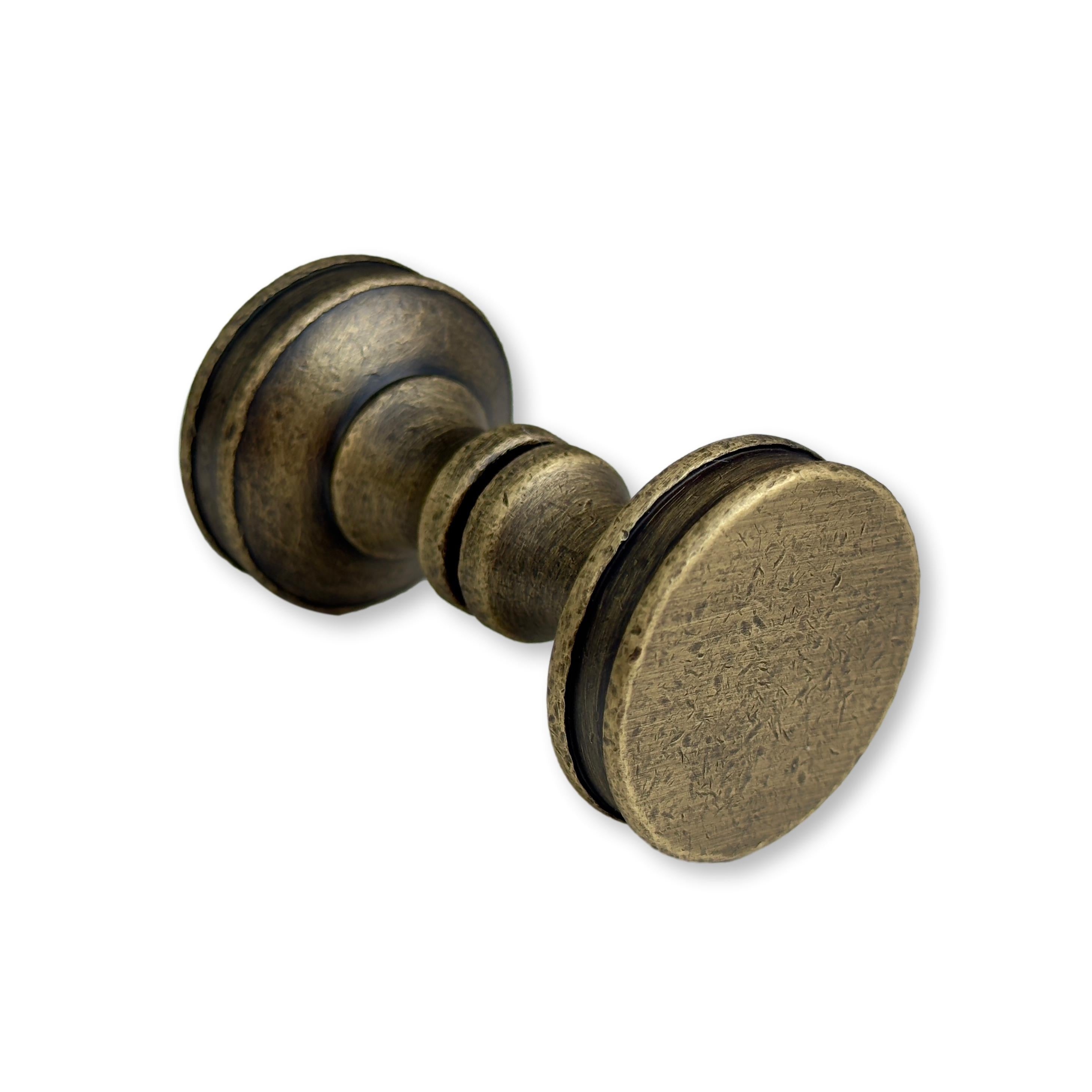 Antique Brass "Charter" Round Back to Back Glass Shower Door Knob - Industry Hardware