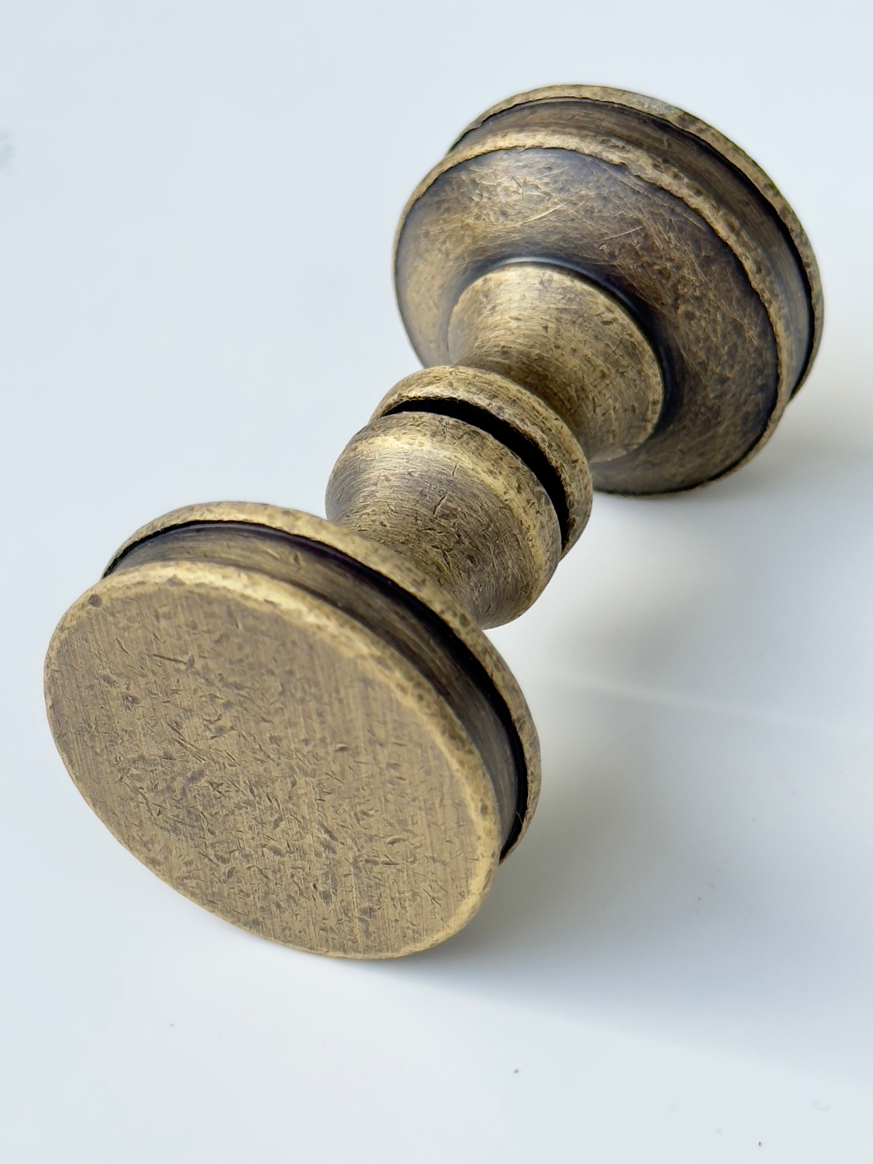 Antique Brass "Charter" Round Back to Back Glass Shower Door Knob - Industry Hardware