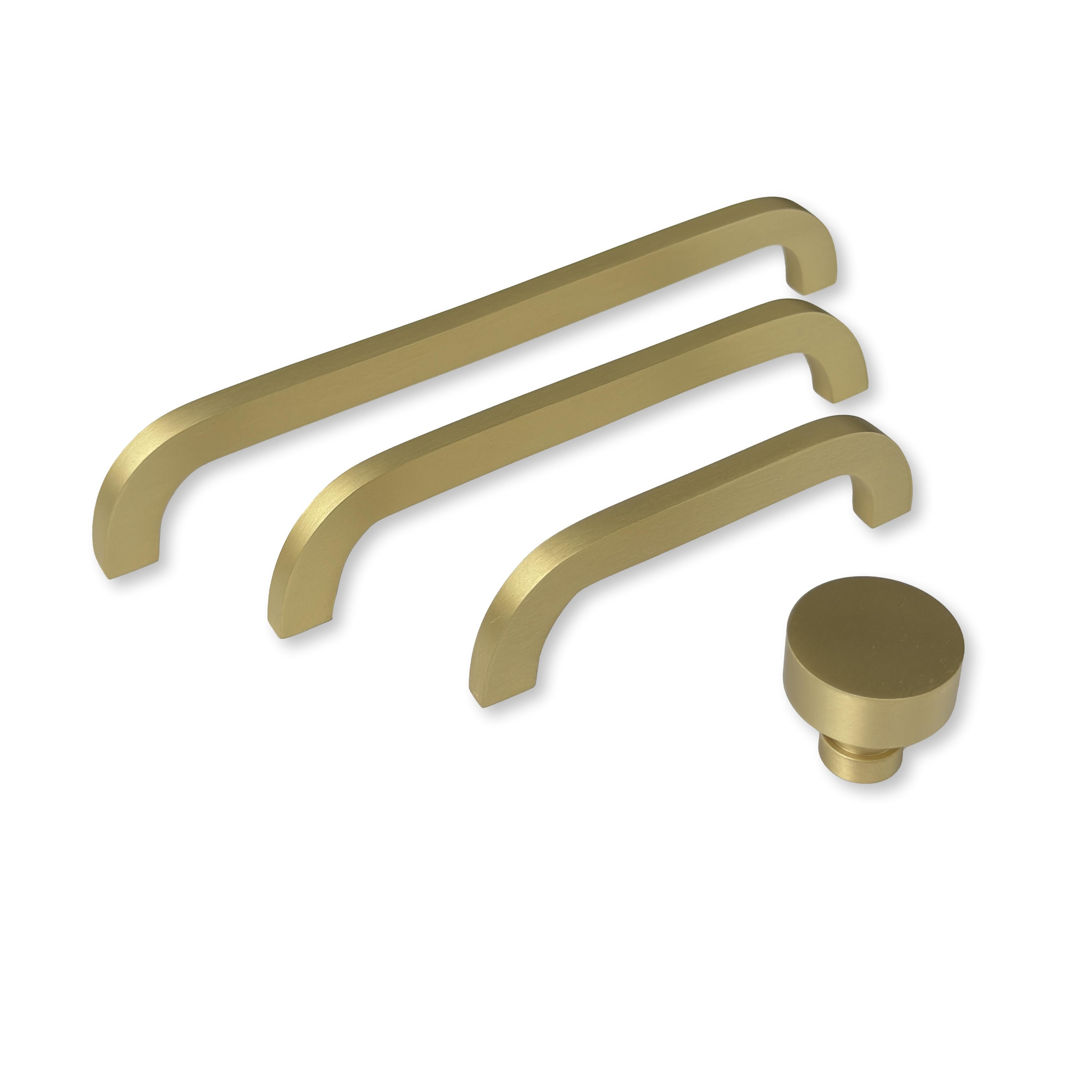 Satin Brass "Celeste" Drawer Pulls and Cabinet Knobs - Industry Hardware
