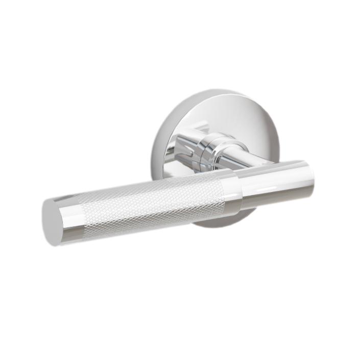 T-Bar Knurled Polished Chrome Door Lever w/Disk Rosette