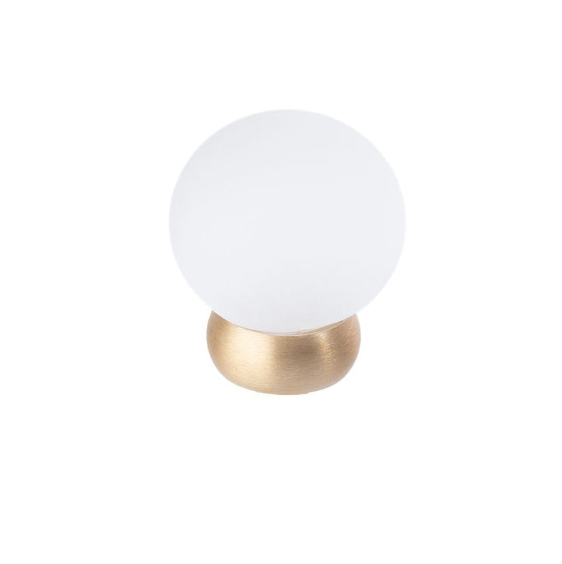 Round Lew's Hardware Brass and Frosted Glass Cabinet Knob - Industry Hardware