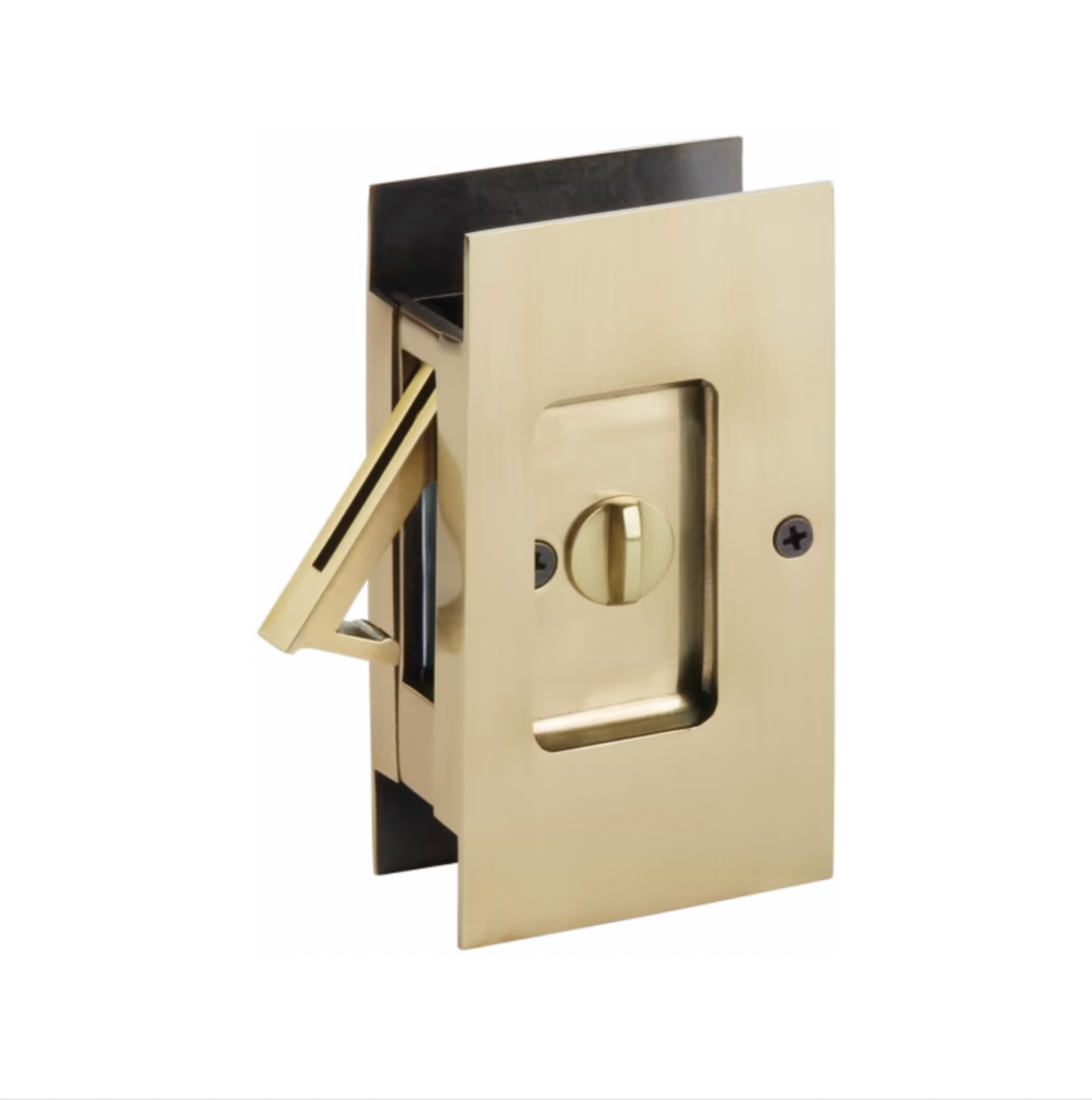French Brass Pocket Door Lock Large 4-1/2" Bathroom Privacy Lock Hardware - Industry Hardware