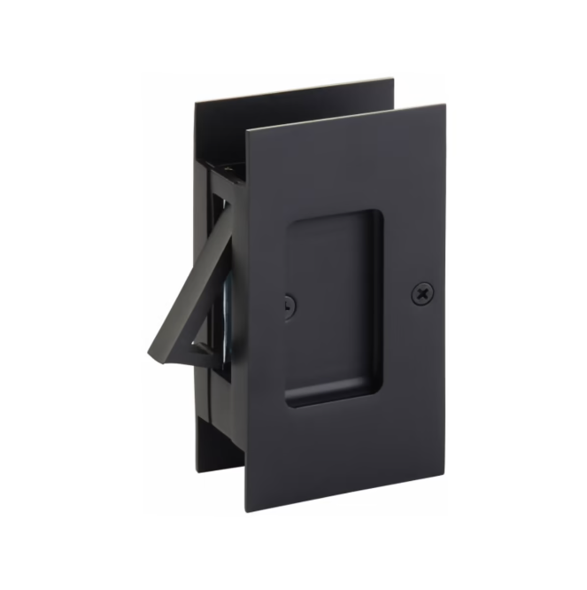 Matte Black Pocket Door Lock Large 4-1/2" Bathroom Privacy Lock Hardware - Industry Hardware