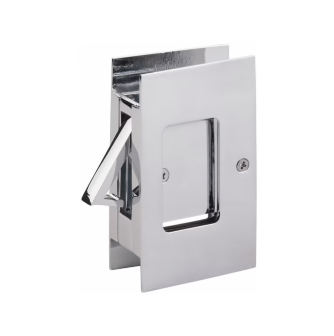 Polished Chrome Pocket Door Lock Large 4-1/2" Bathroom Privacy Lock Hardware - Industry Hardware