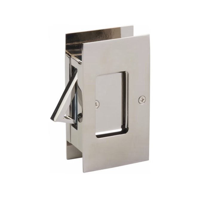 Polished Nickel Pocket Door Lock Large 4-1/2" Bathroom Privacy Lock Hardware - Industry Hardware