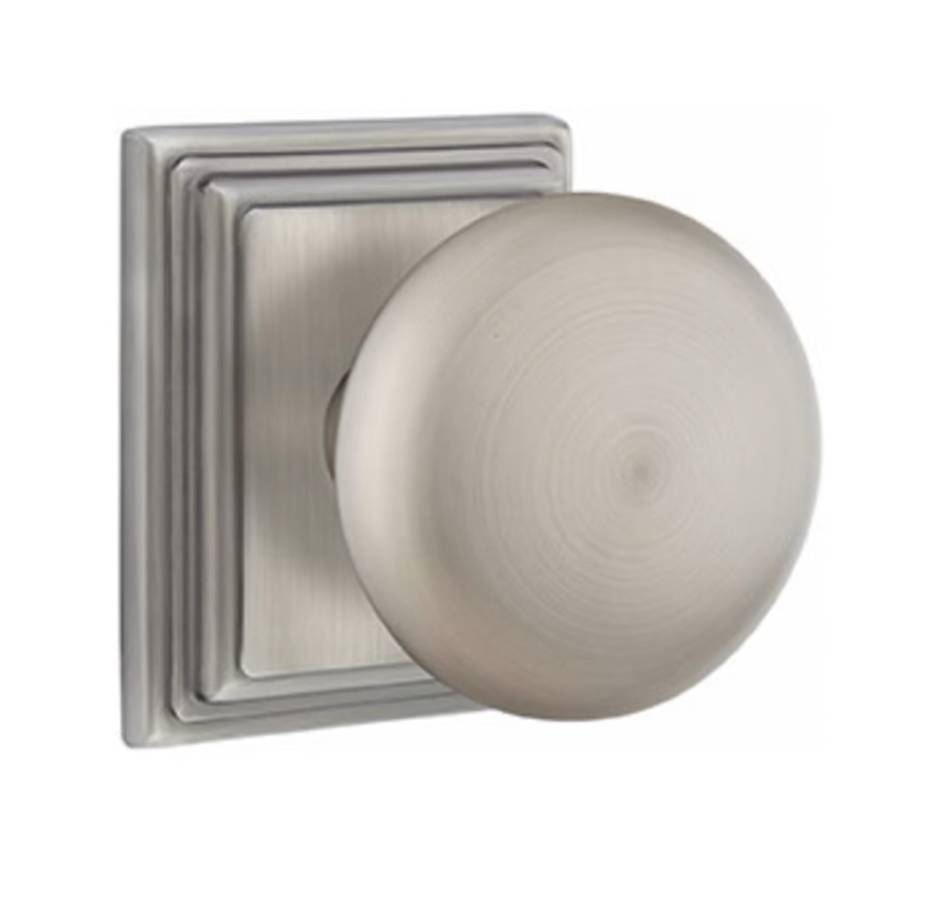 Round Door Knob "Provence" w/ Square Ridge Rosette in Pewter - Industry Hardware