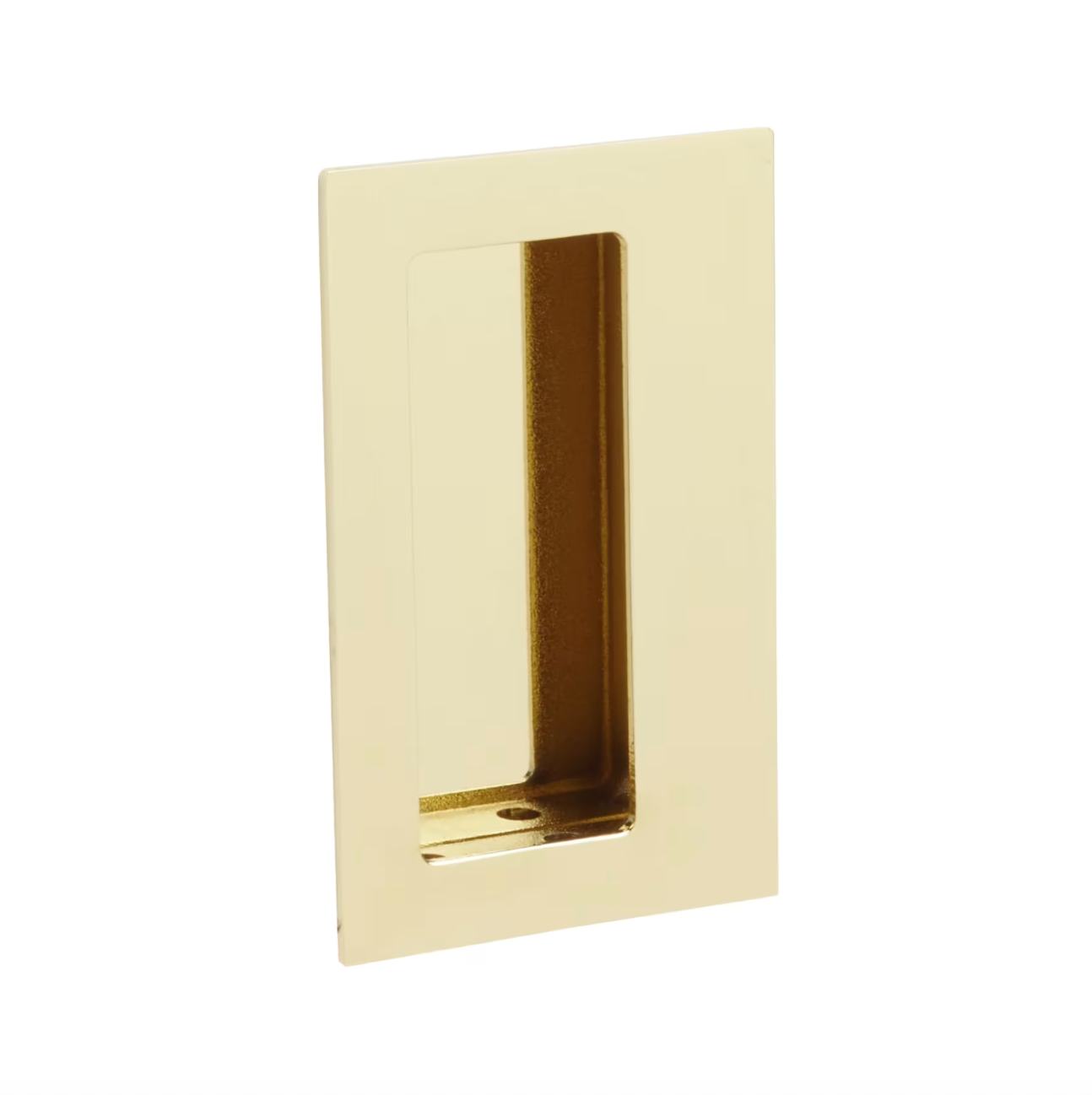 Offset Rectangular Flush Recess Door Pull in Polished Brass - Industry Hardware