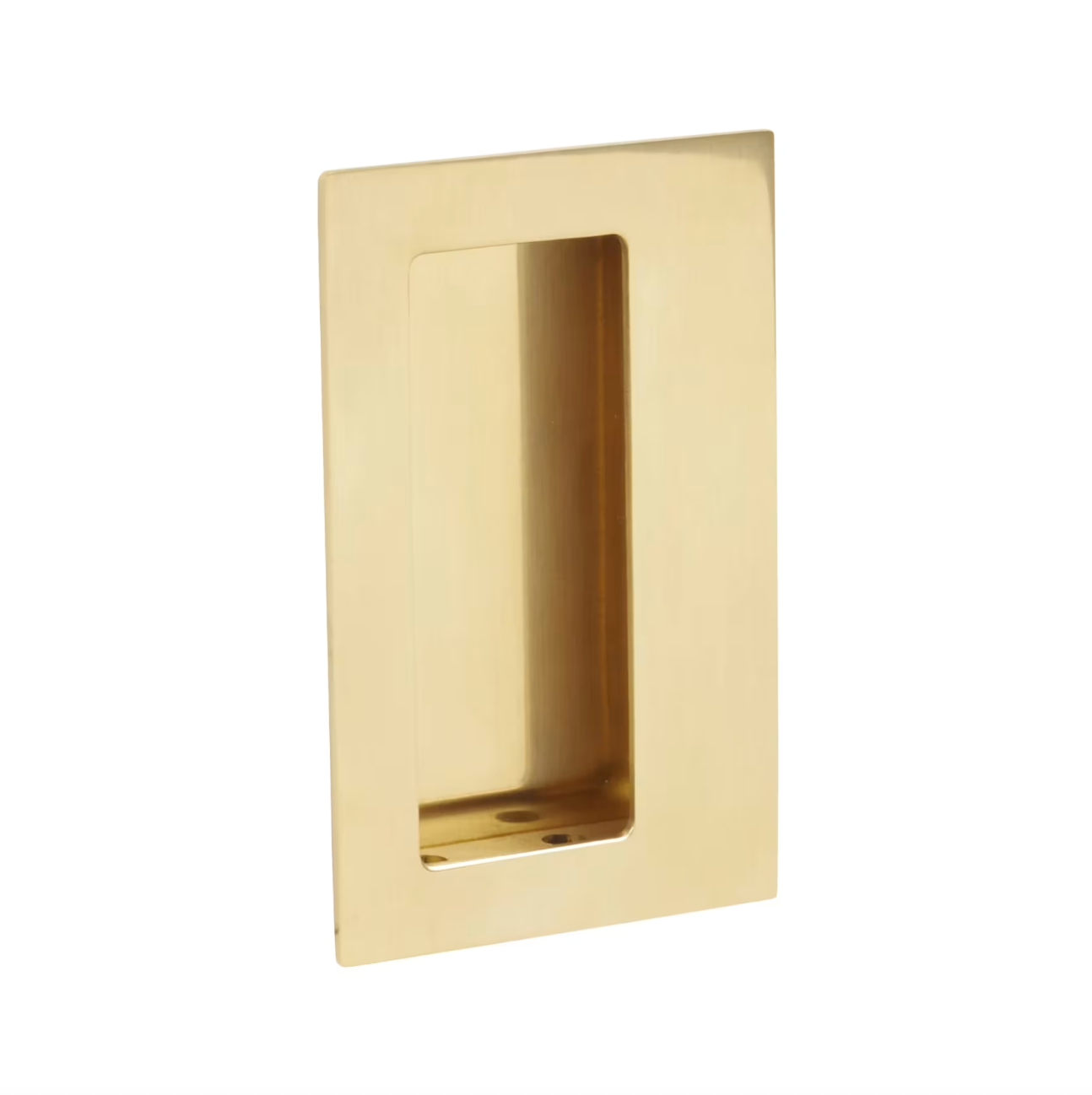 Offset Rectangular Flush Recess Door Pull in Unlacquered Polished Brass - Industry Hardware