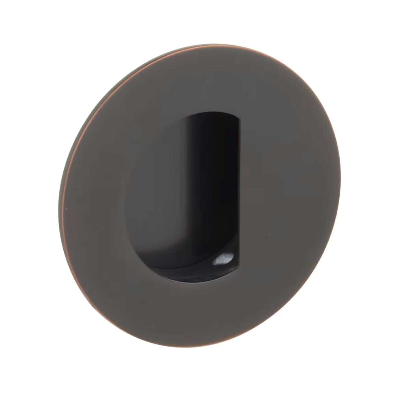 Offset Round Flush Recess Door Pull in Oil Rubbed Bronze - Industry Hardware