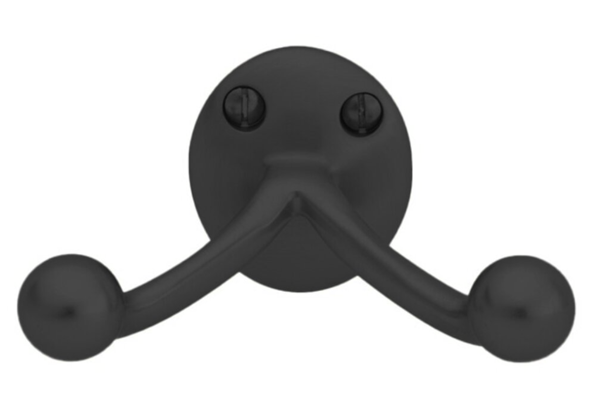 Matte Black "Heritage No.2" Double Wall Robe Hook - Industry Hardware