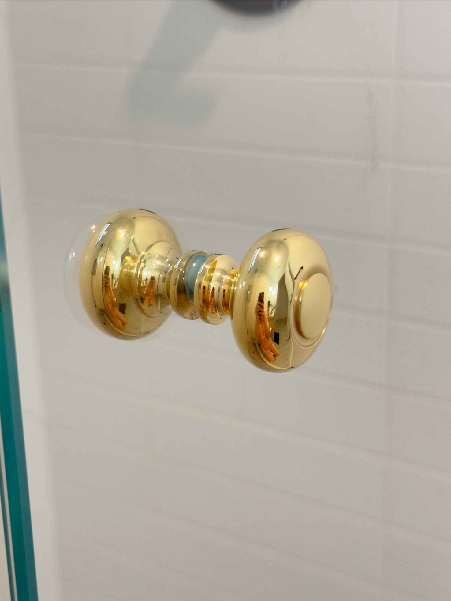 Round Polished Unlacquered Brass "Fia" Round Glass Shower Knob - Industry Hardware