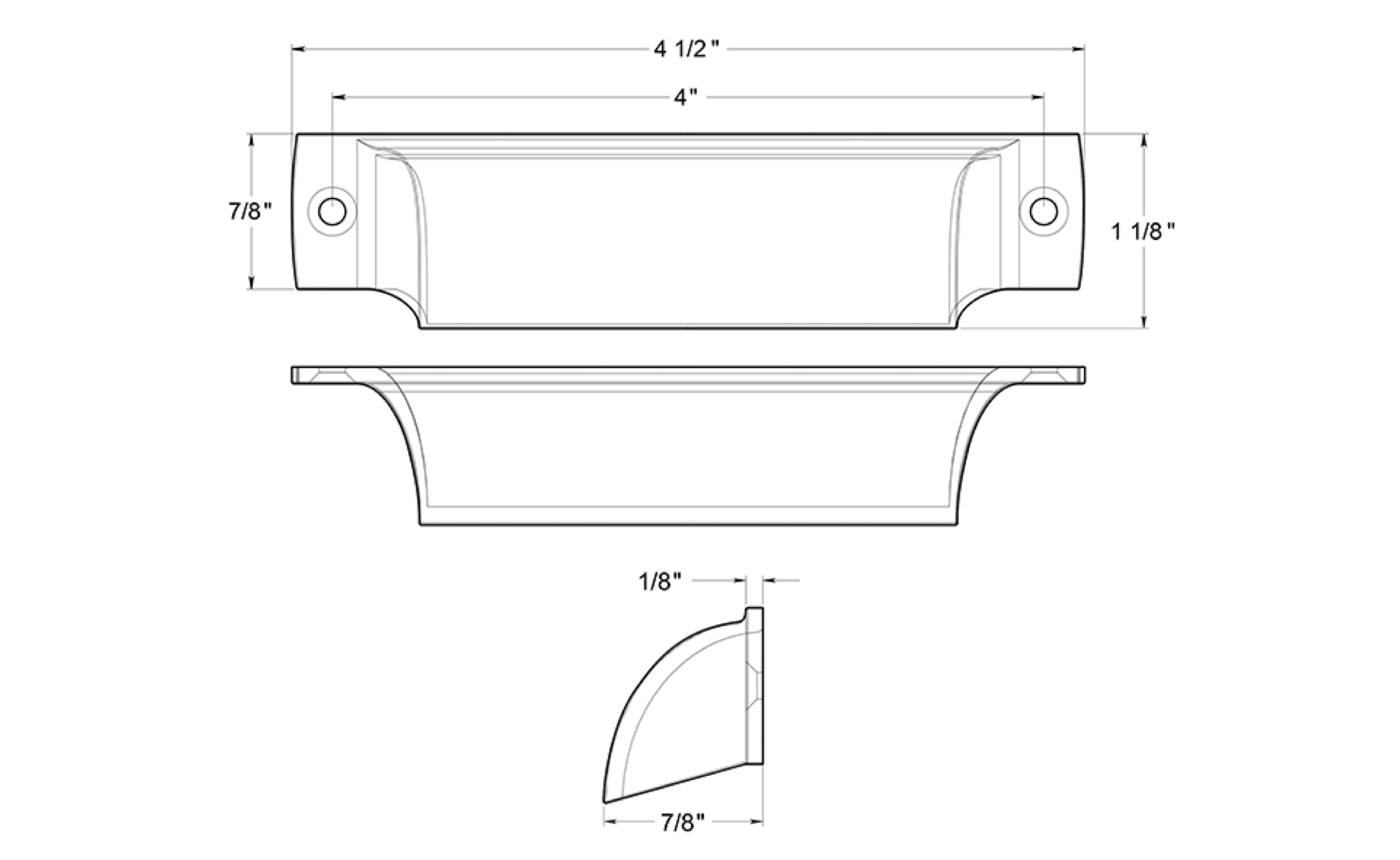 Satin Brass "Ballard" Cup Drawer Pull