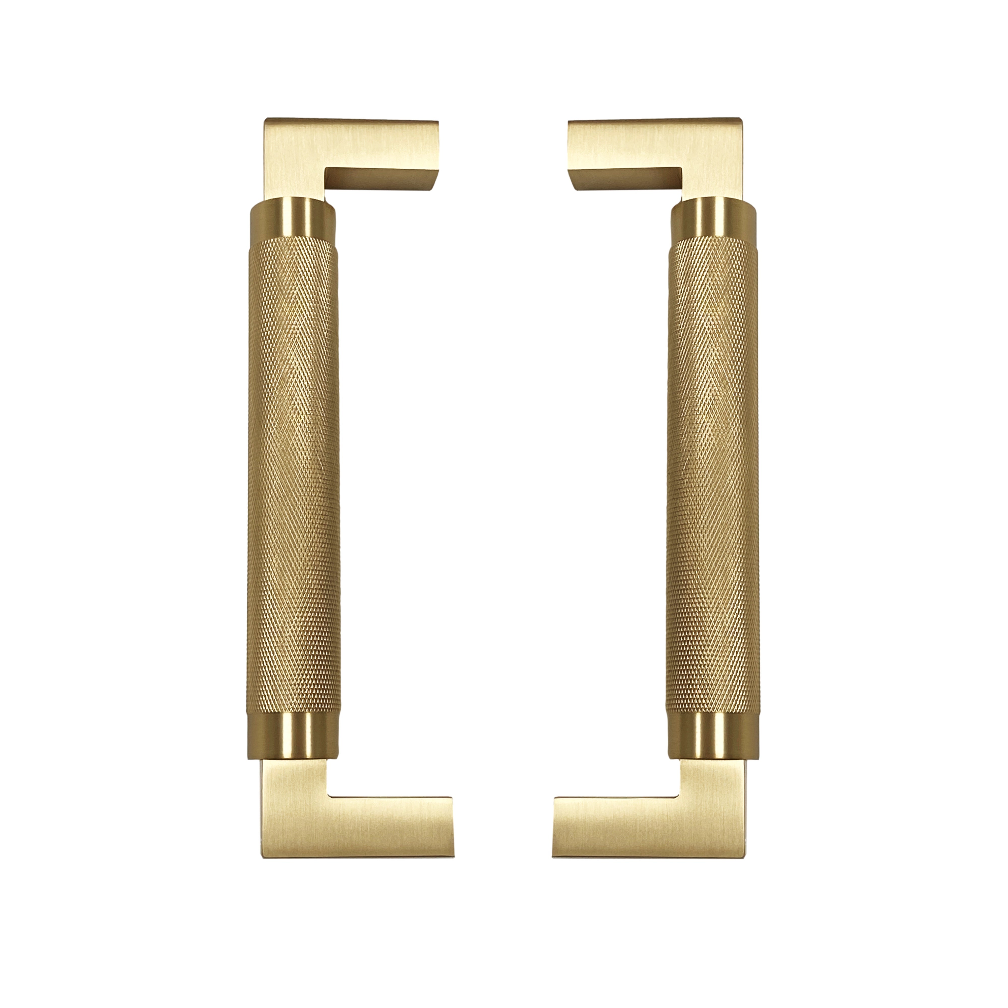 Back to Back "Helix" Door Pull in Satin Brass Hardware for Interior Sliding and Barn Doors - Industry Hardware