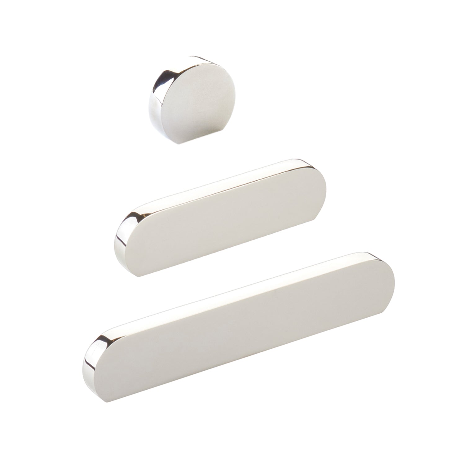Polished Nickel "Bit" Rounded Drawer Pulls and Cabinet Knobs - Industry Hardware