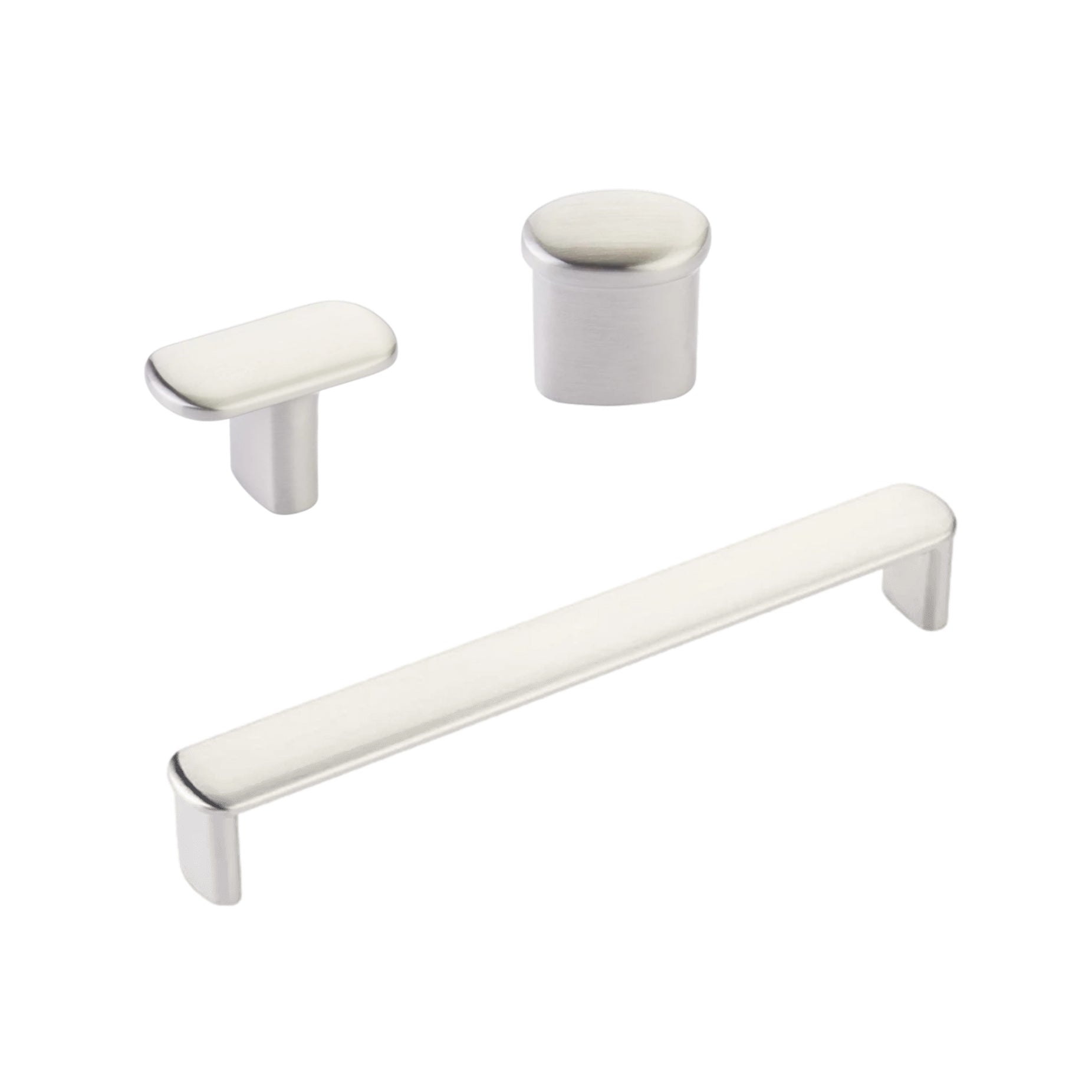 Satin Nickel "Lake" Drawer Pulls and Cabinet Knobs
