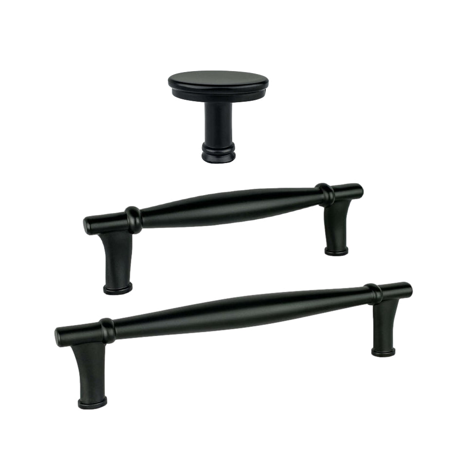 Matte Black "Amelia" Drawer Pulls and Knob