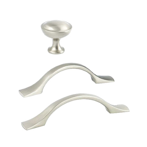 Brushed Nickel "Tina" Cabinet Knob and Drawer Pulls - Industry Hardware