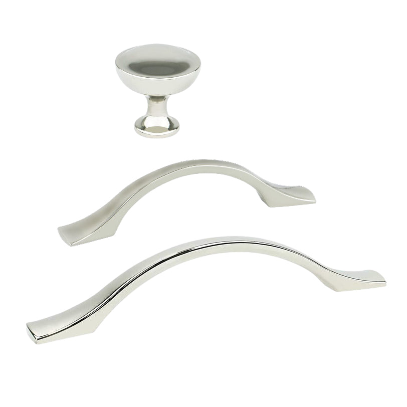 Polished Nickel "Tina" Cabinet Knob and Drawer Pulls - Industry Hardware