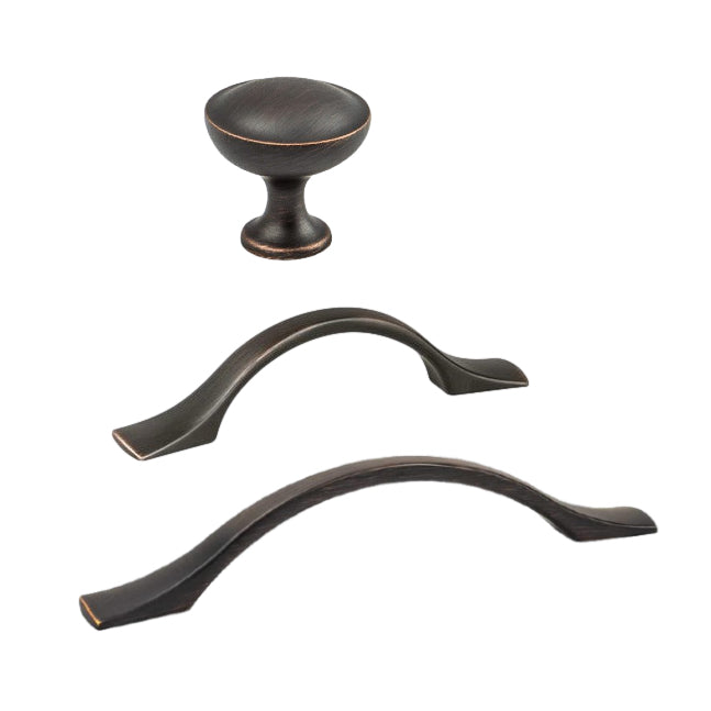 Dark Brushed Bronze "Tina" Cabinet Knob and Drawer Pulls - Industry Hardware
