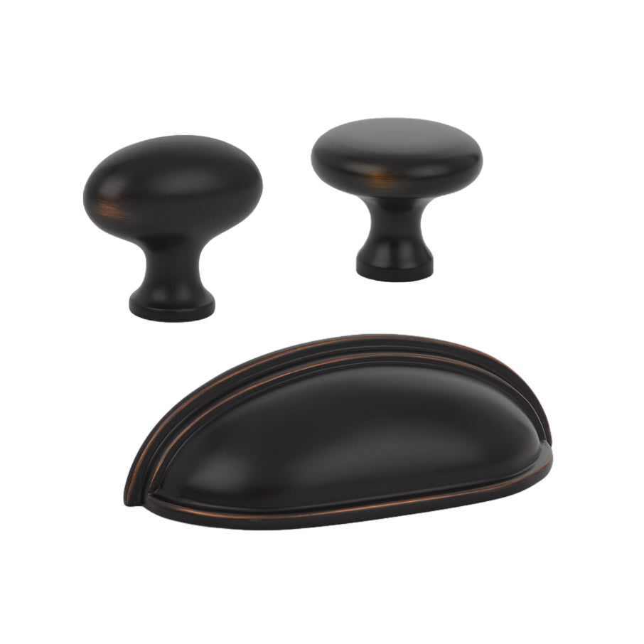 Oil Rubbed Bronze "Heritage" Cabinet Knobs and Cup Pulls - Forge Hardware Studio