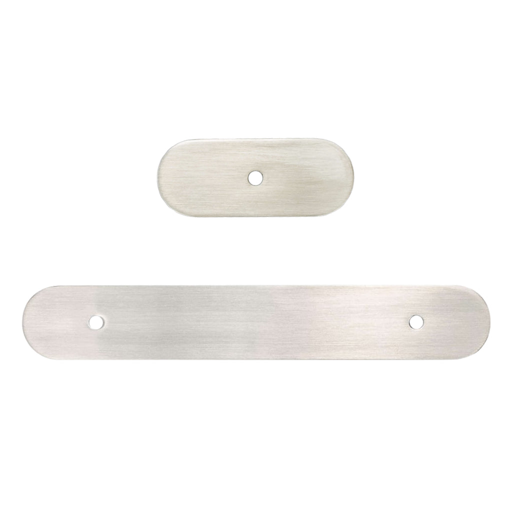 Brushed Nickel Rounded Drawer Pull Backplates - Industry Hardware