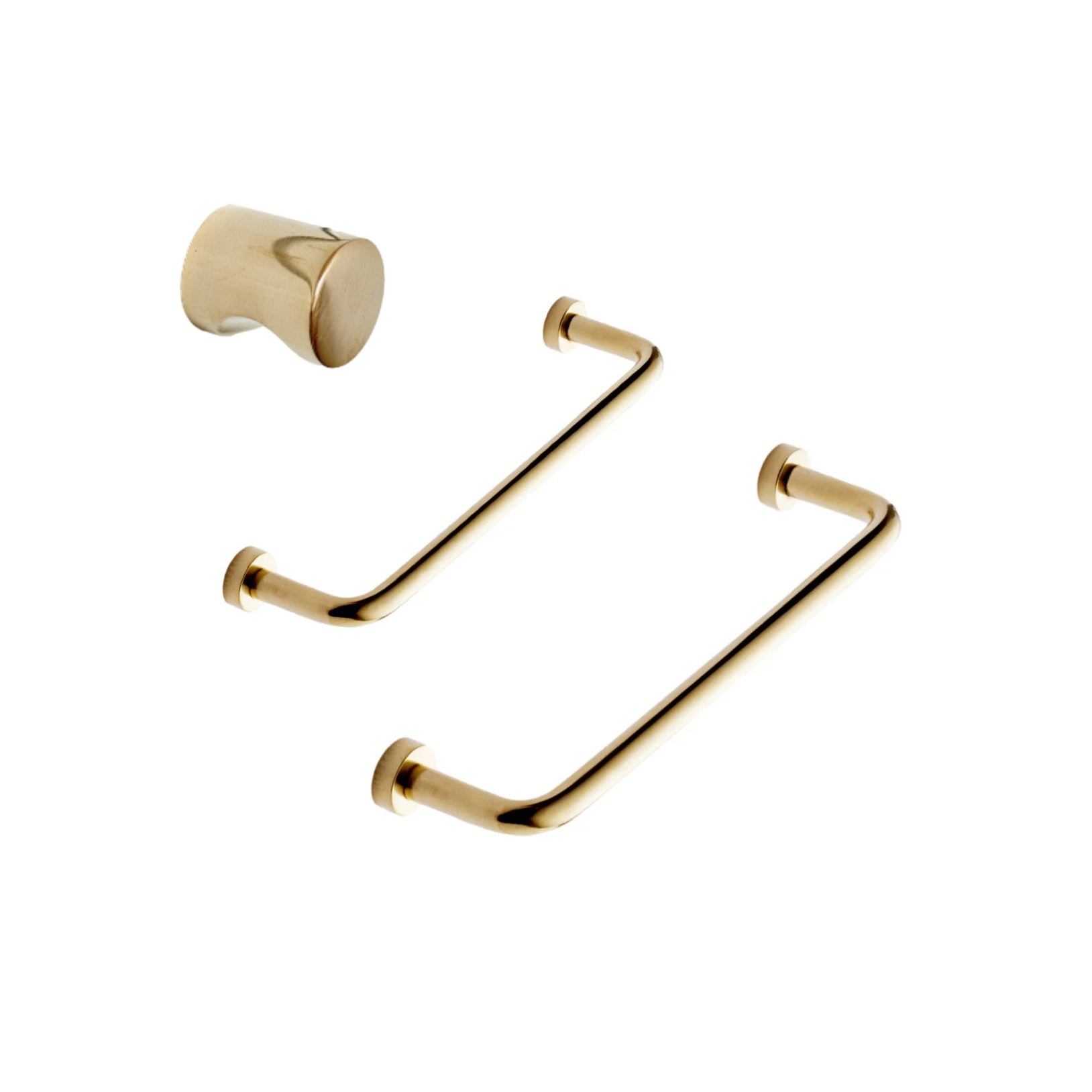 Unlacquered Brass "Lounge" Cabinet Knob and Wire Drawer Pulls - Industry Hardware