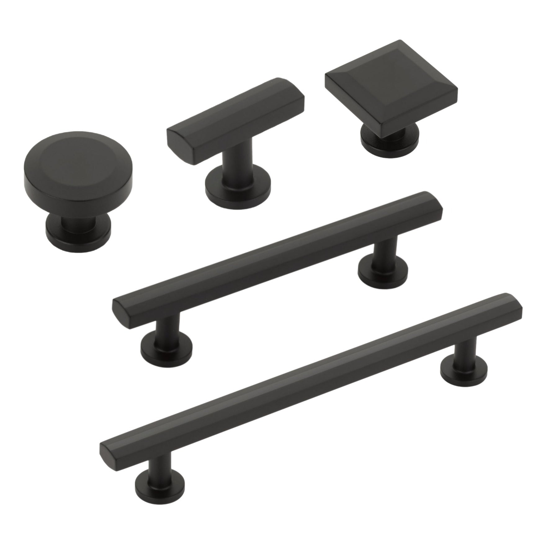 Matte Black "Heather" TBar Knobs and Drawer Pulls