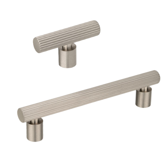 Brushed Nickel "Lustra" Cabinet Knob and Drawer Pull