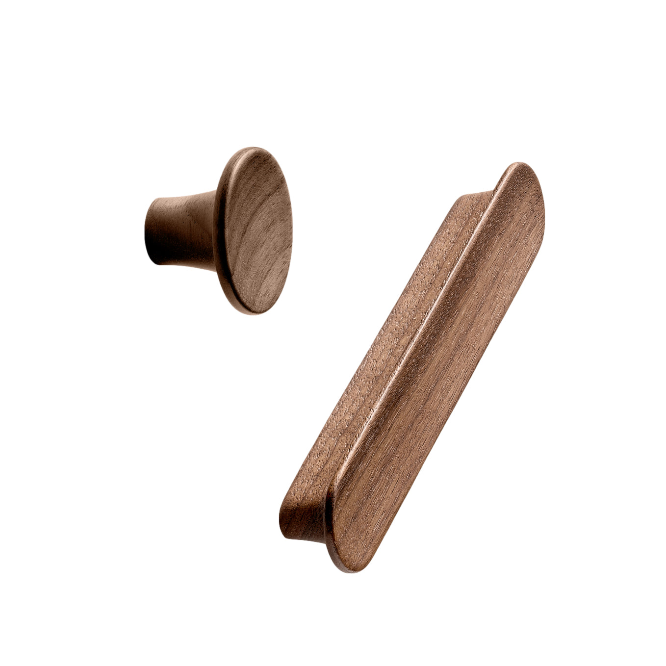 Lacquered Walnut Wood "Tuba" Cabinet Knob and Drawer Pulls - Industry Hardware