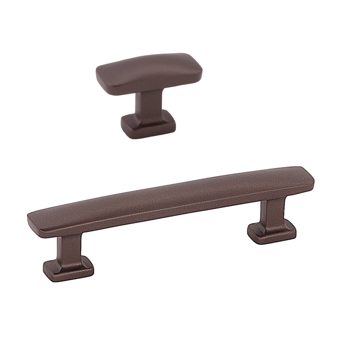 English Bronze "Vive" Cabinet Knobs and Drawer Pulls