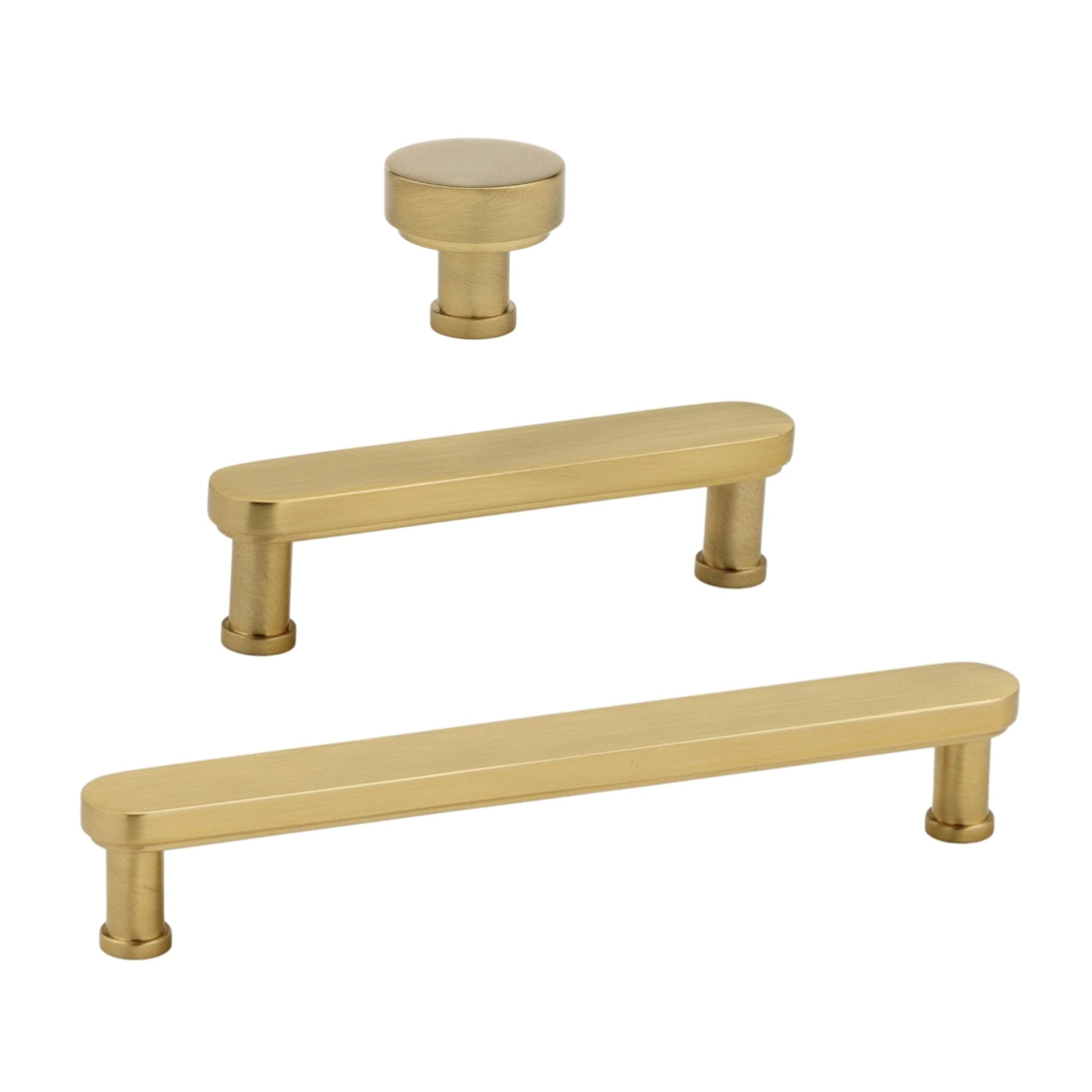 Satin Brass "Marni" Cabinet Knobs and Drawer Pulls - Industry Hardware
