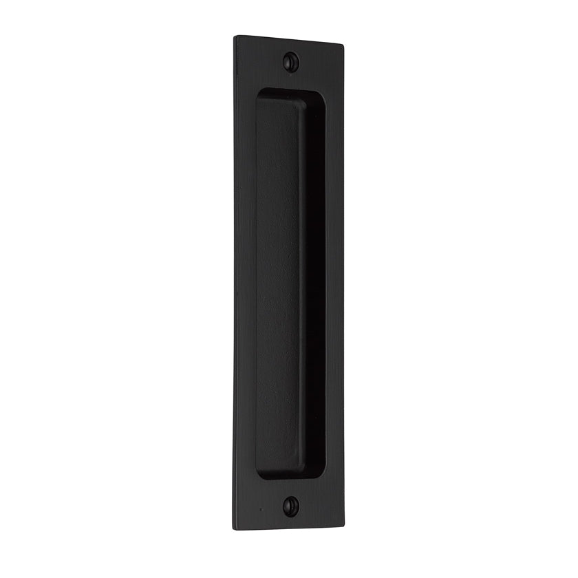 Rustic Rectangular Flush Solid Recess Door Pull in Black Bronze - Industry Hardware
