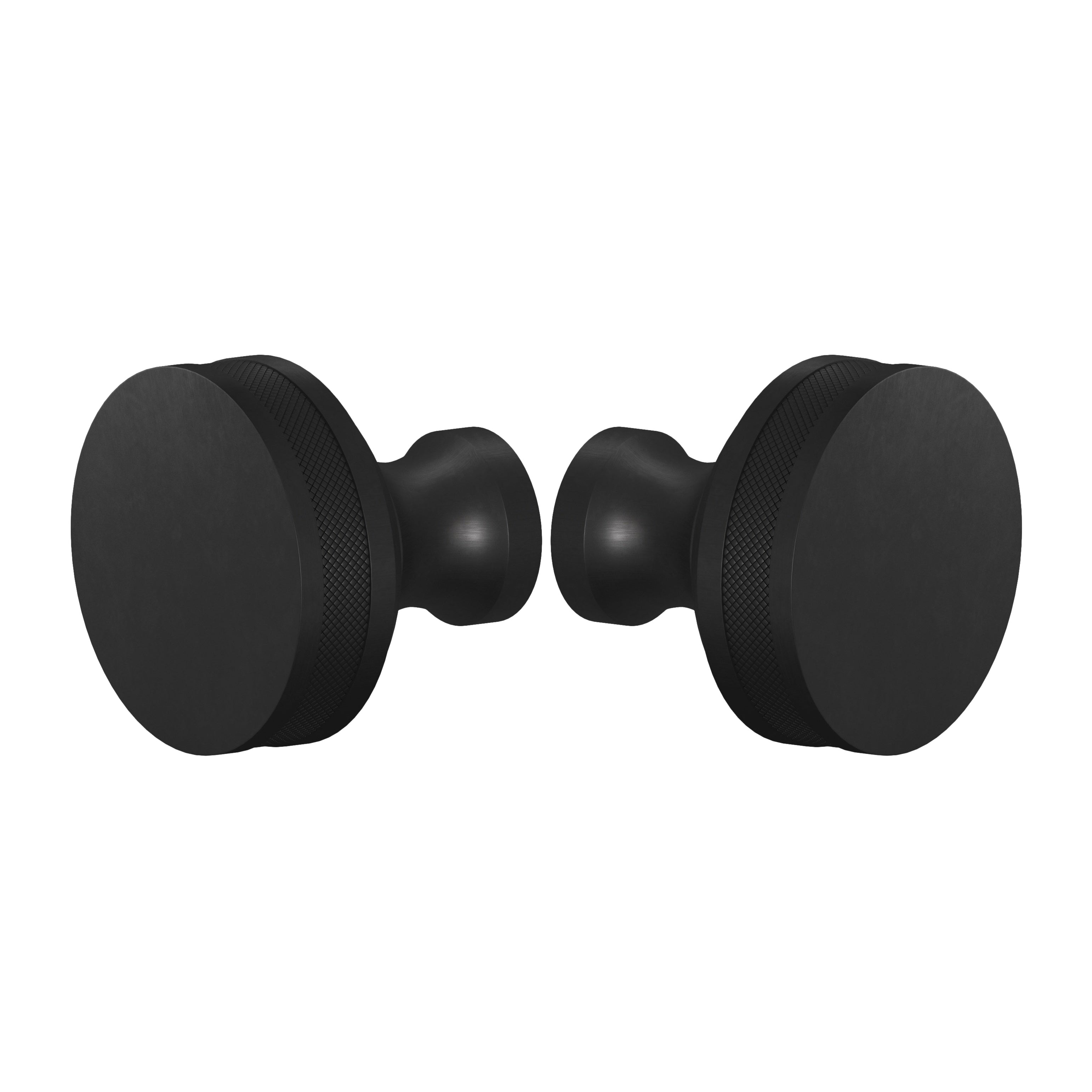 Matte Black "Knurled" Round Glass Shower Knob - Industry Hardware