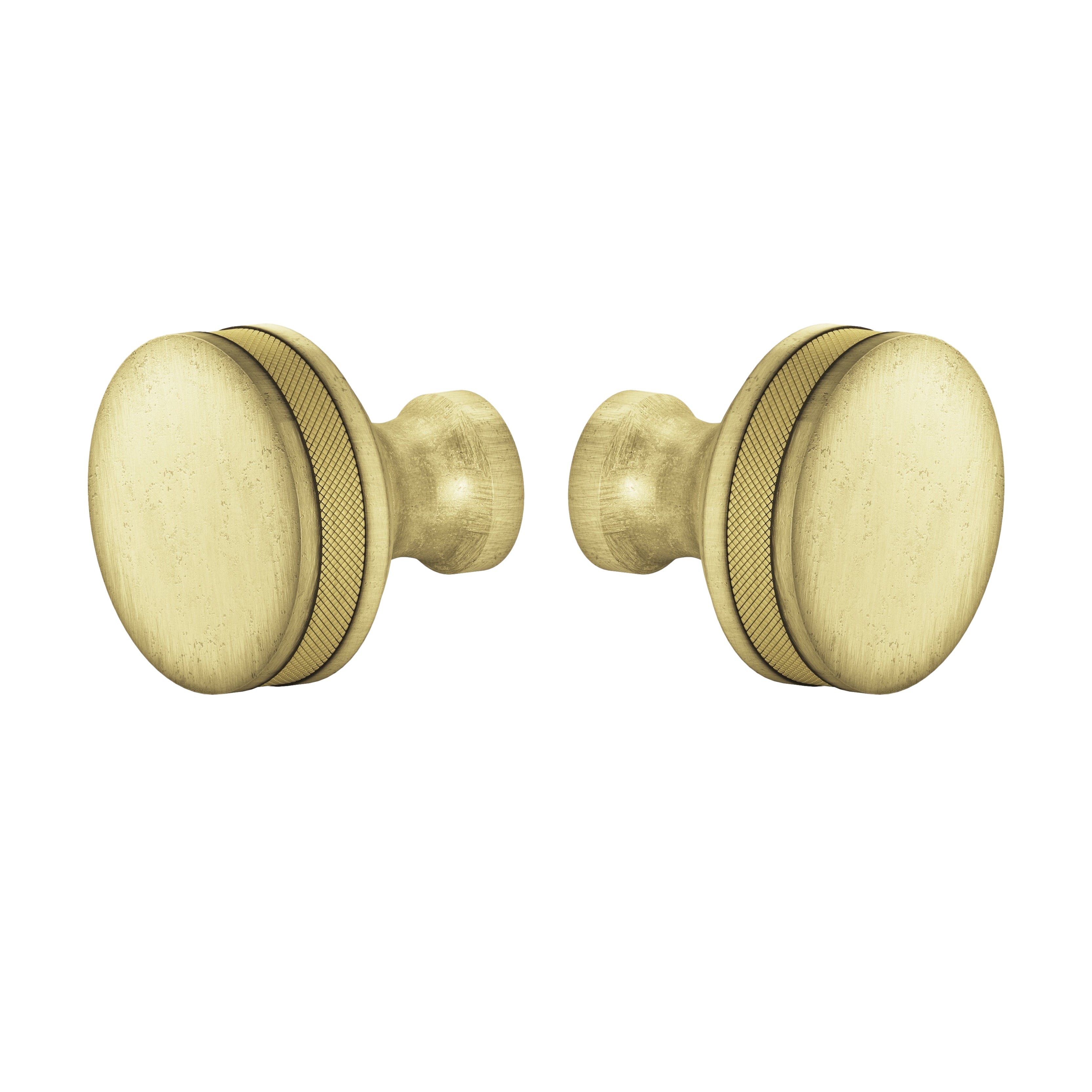 Distressed Brass "Knurled" Round Glass Shower Knob - Industry Hardware